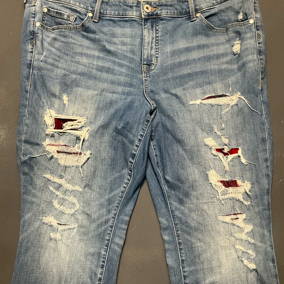 Torrid Blue Boyfriend Straight Leg Jeans with Distressing - Picture 7 of 13